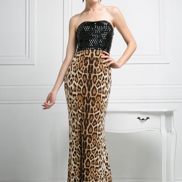 Cinderella Dresses & Skirts - Sequined Bodice Straight Evening Dress CDS5235